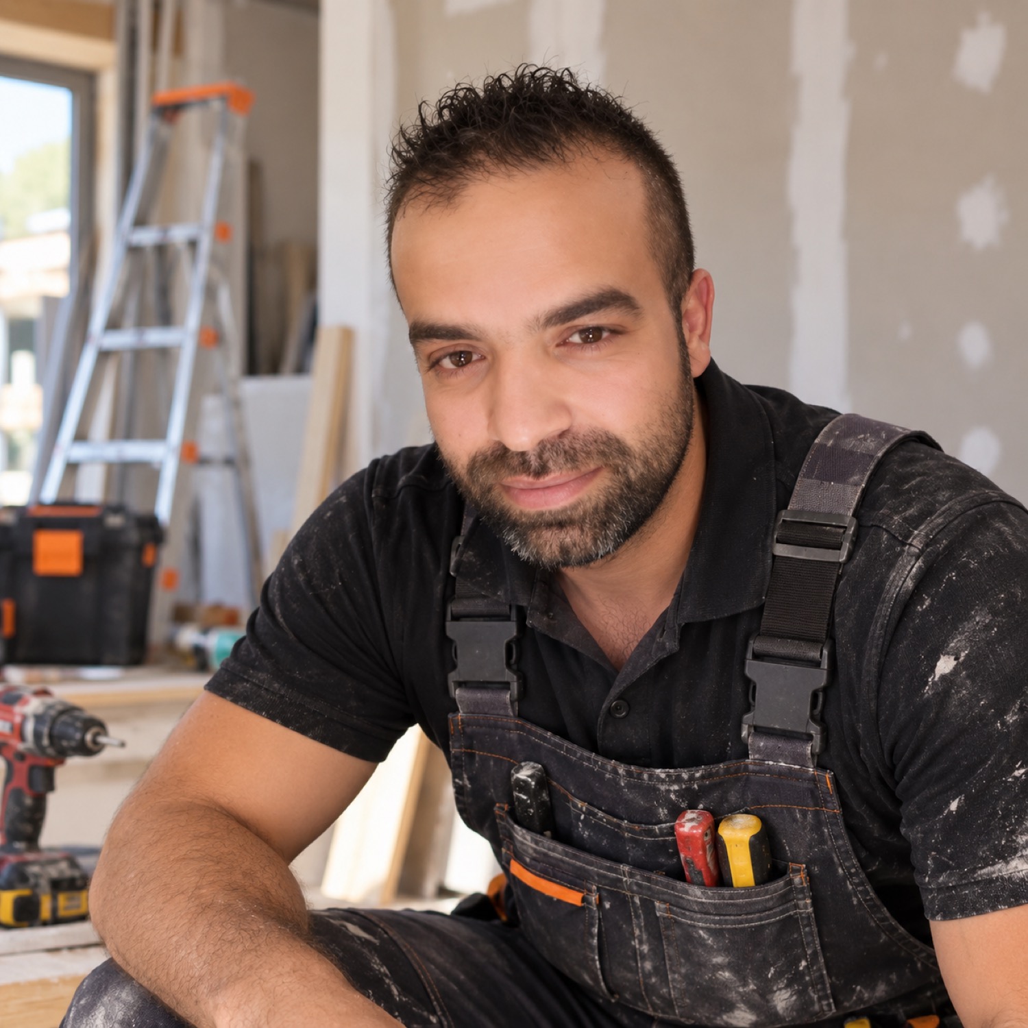 Portrait fourni pour présenter l’artisan dans un intérieur en rénovation